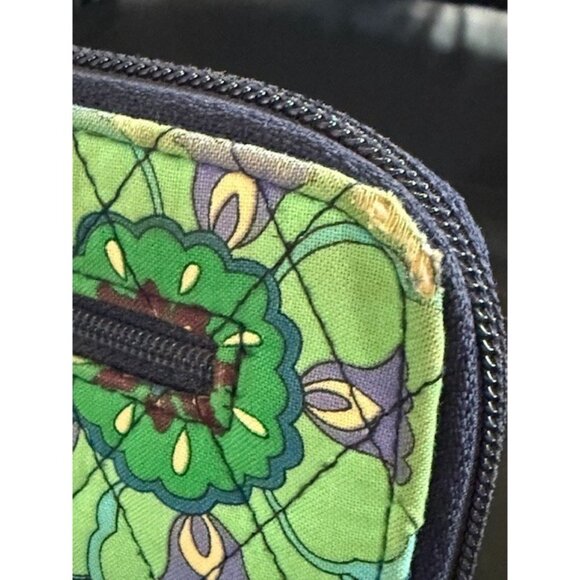 Vera Bradley Zip Around Wallet Blue Rhapsody Green Purple Navy Checkbook Cards - Picture 5 of 9